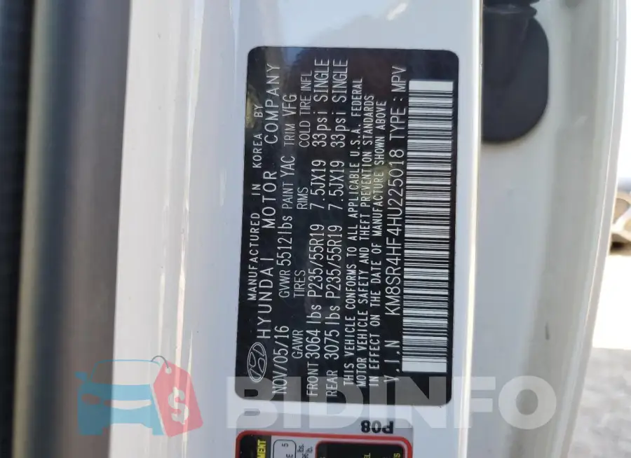 KM8SR4HF4HU225018 Photo# 13