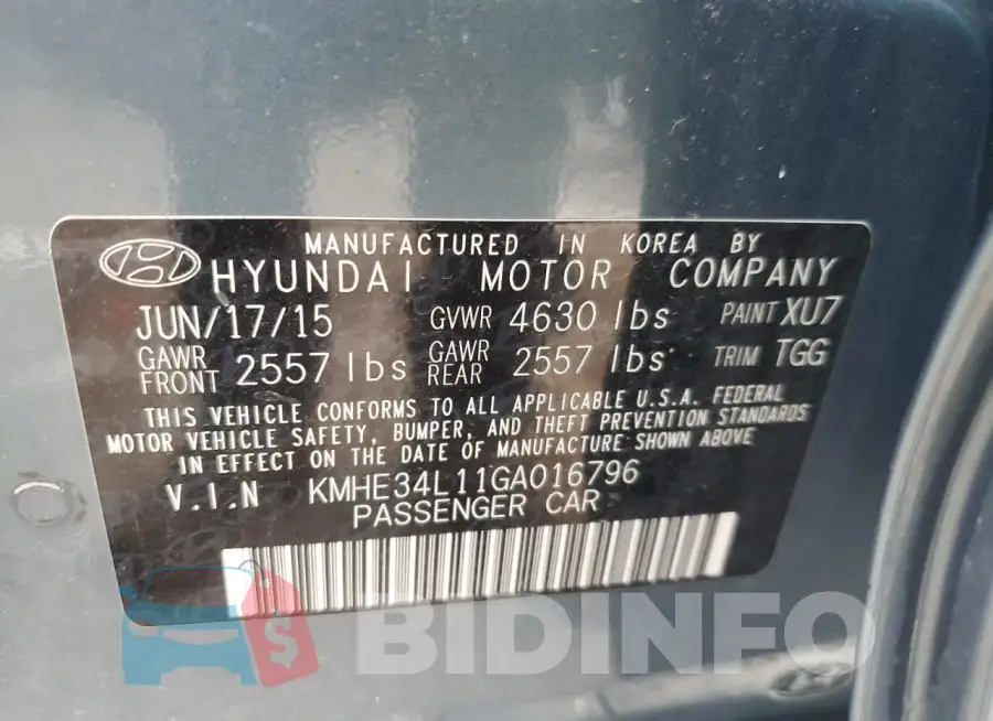 KMHE34L11GA016796 Photo# 12