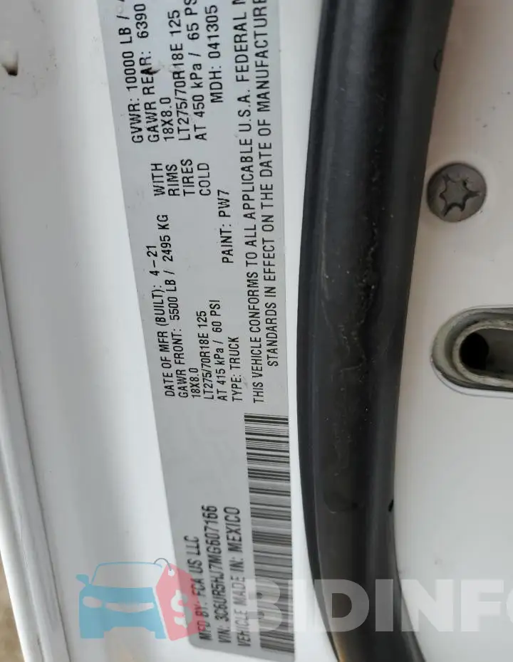 3C6UR5HJ7MG607166 Photo# 12
