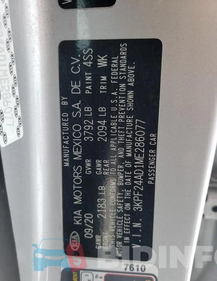 3KPF24AD1ME286077 Photo# 12