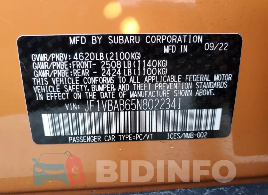 JF1VBAB65N8022341 Photo# 12
