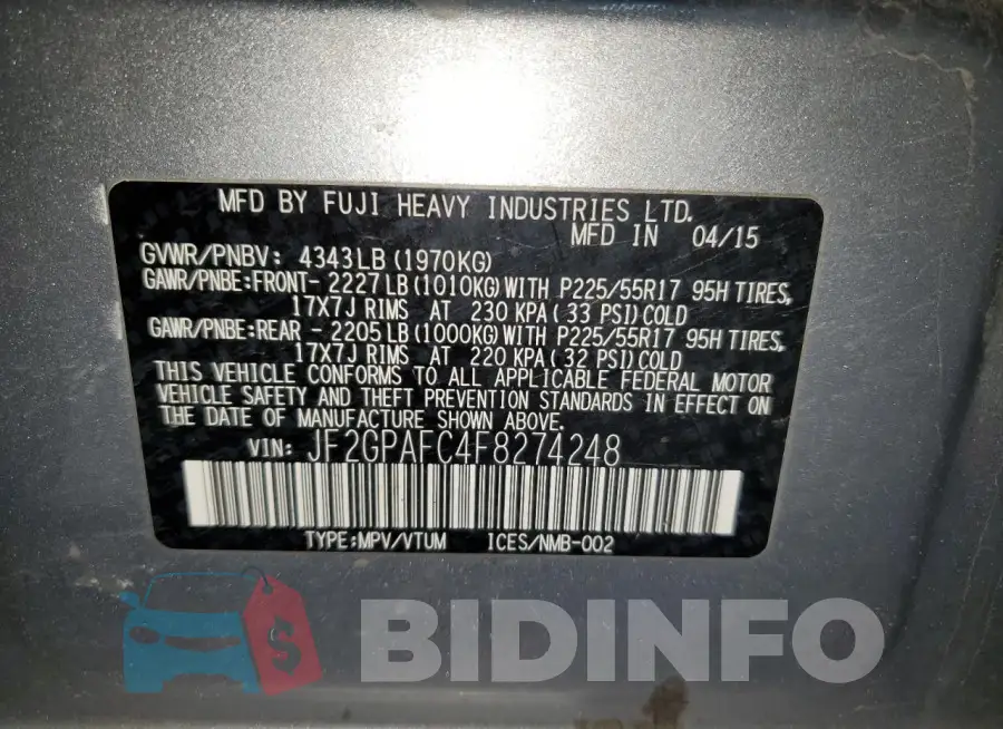 JF2GPAFC4F8274248 Photo# 13