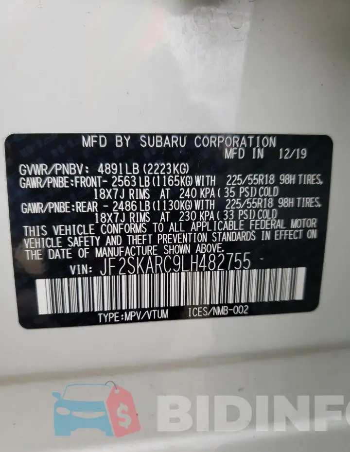 JF2SKARC9LH482755 Photo# 12