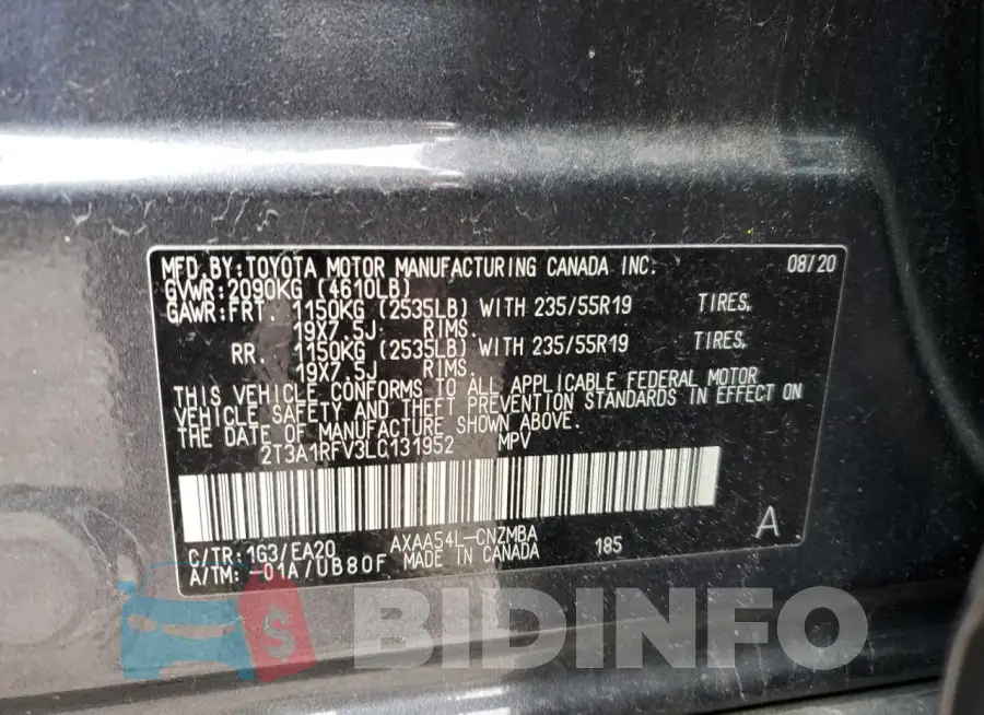 2T3A1RFV3LC131952 Photo# 13