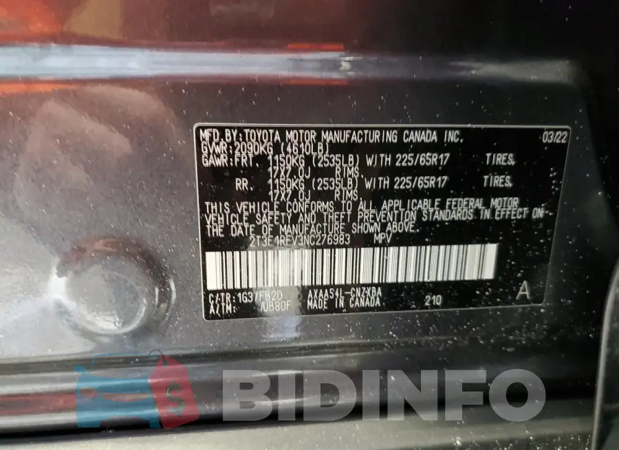 2T3F1RFV3NC276983 Photo# 12