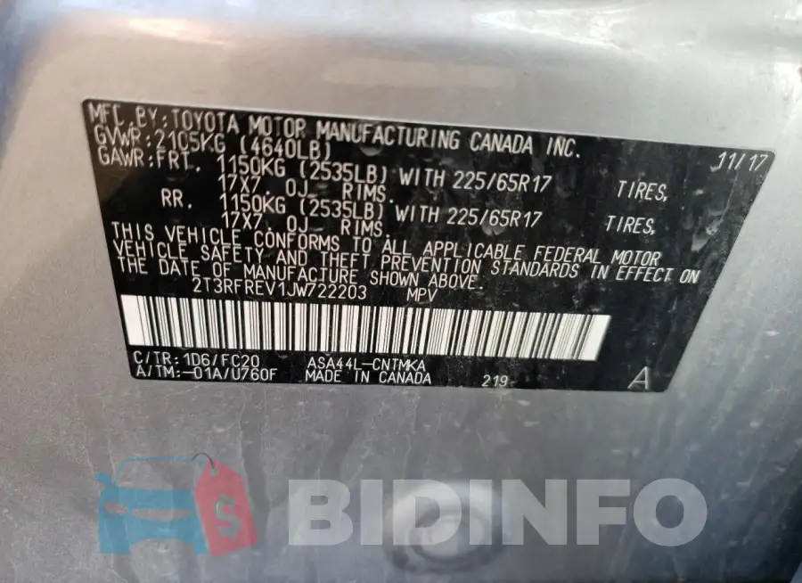 2T3RFREV1JW722203 Photo# 13