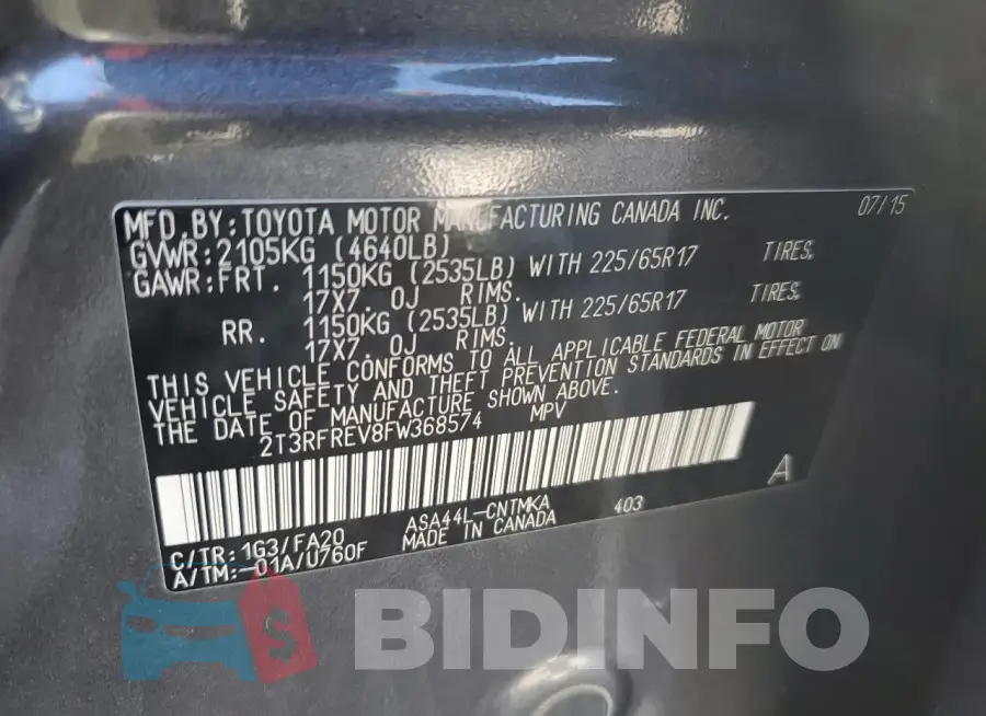 2T3RFREV8FW368574 Photo# 12