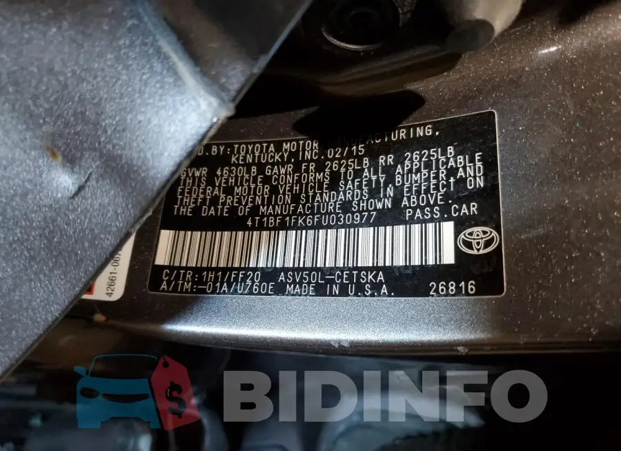 4T1BF1FK6FU030977 Photo# 12