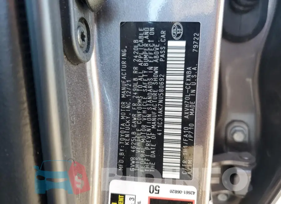 4T1C31AK7NU580692 Photo# 12