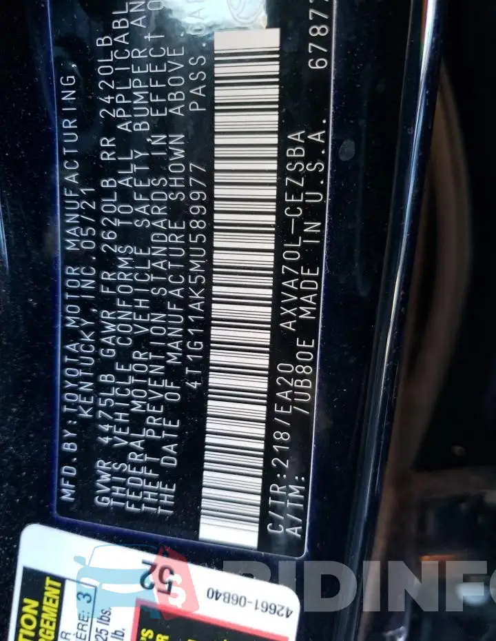 4T1G11AK5MU589977 Photo# 12