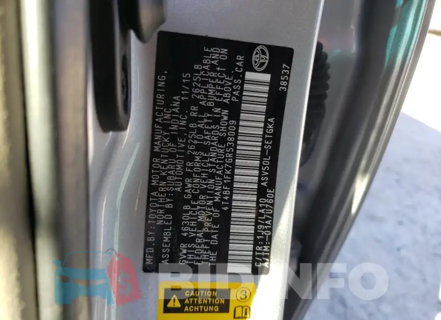 4T4BF1FK7GR538009 Photo# 13