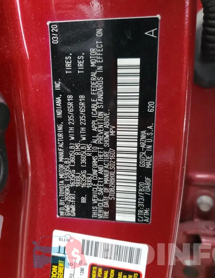 5TDBZRBHXLS021607 Photo# 12