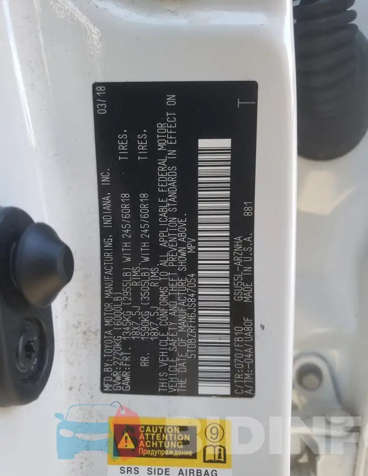 5TDBZRFH6JS847054 Photo# 12