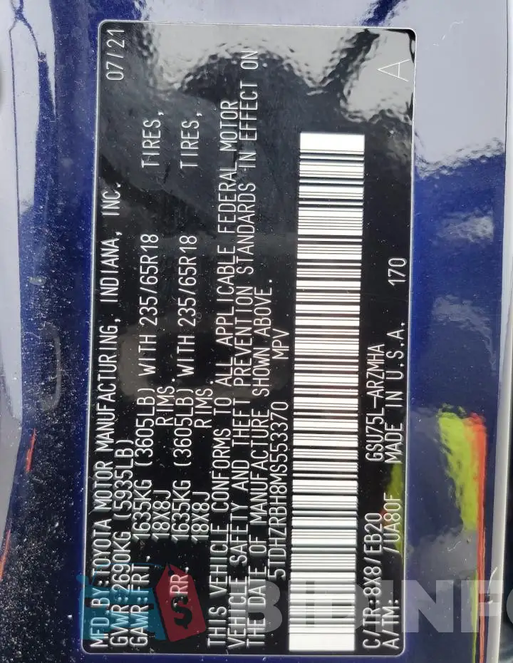5TDHZRBH8MS553370 Photo# 14