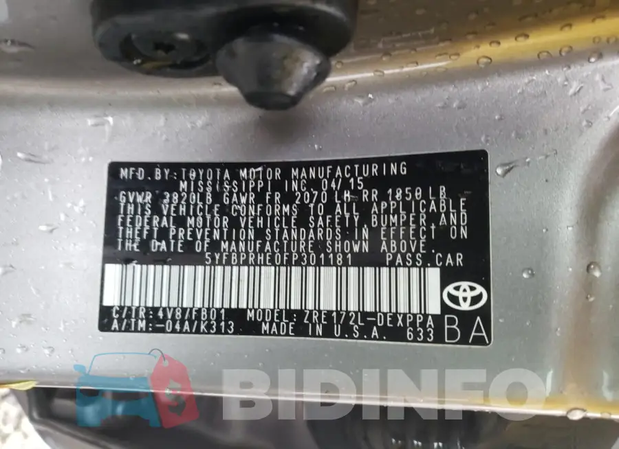 5YFBPRHE0FP301181 Photo# 12