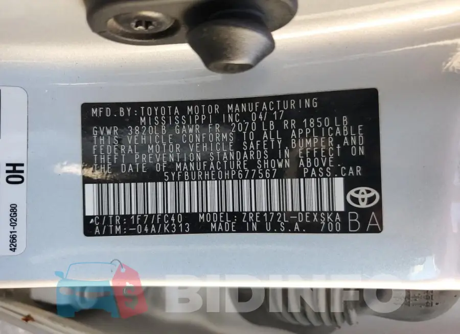 5YFBURHE0HP677567 Photo# 12