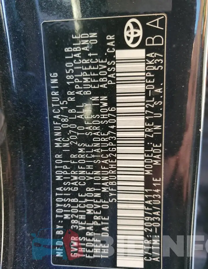 5YFBURHE2GP374076 Photo# 12