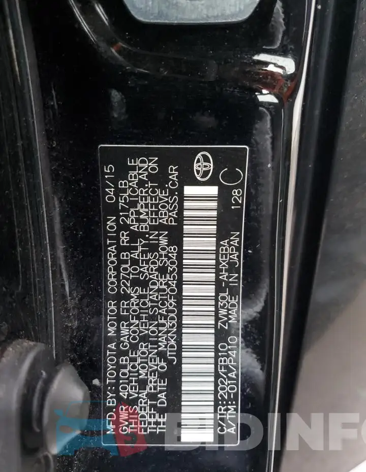 JTDKN3DU9F0453048 Photo# 13