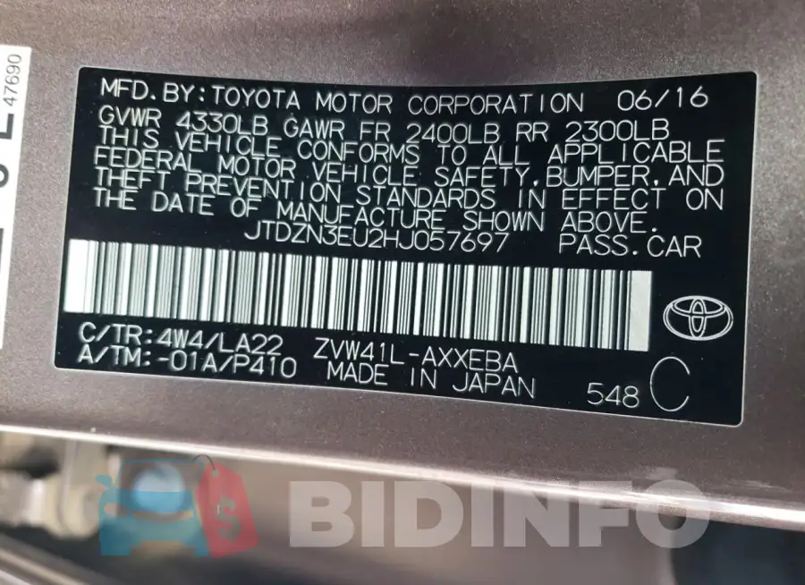 JTDZN3EU2HJ057697 Photo# 12