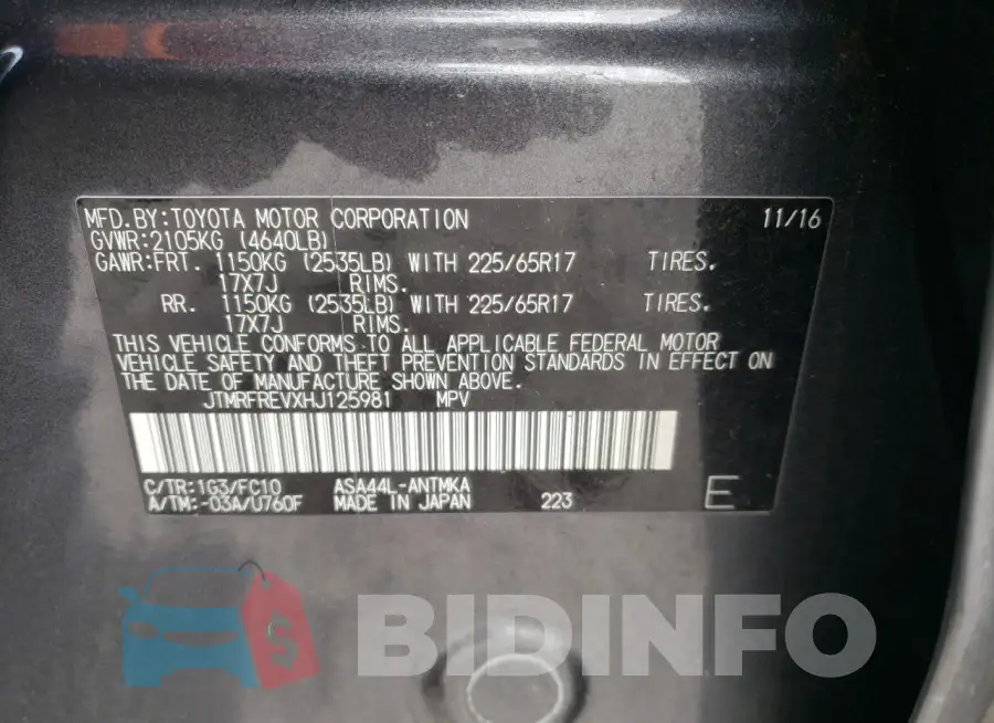 JTMRFREVXHJ125981 Photo# 13