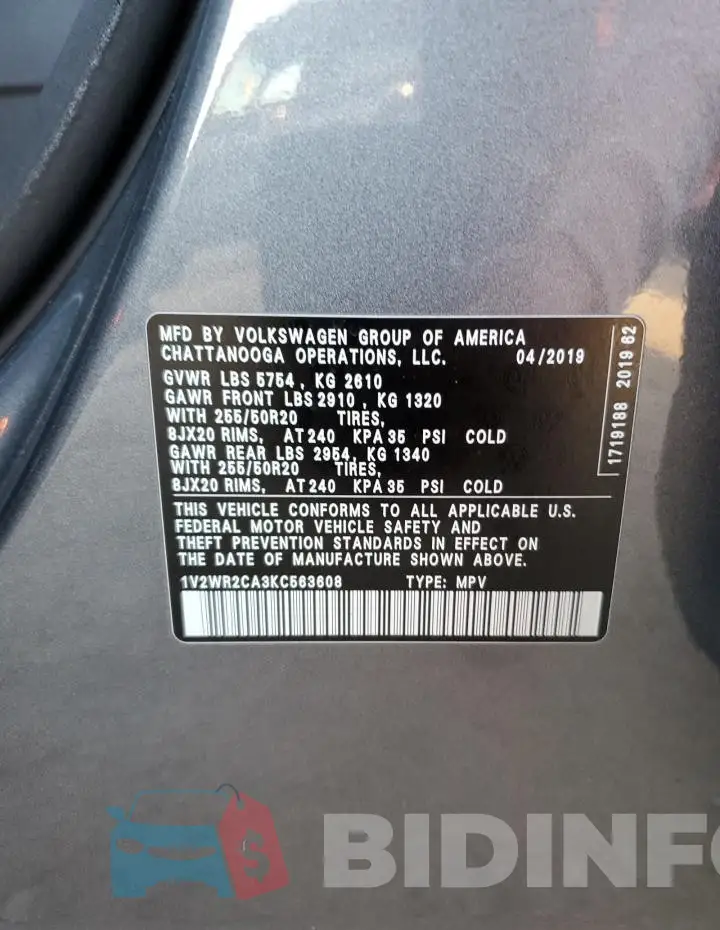 1V2WR2CA3KC563608 Photo# 13