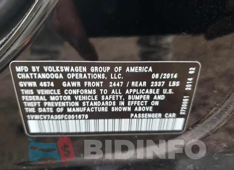 1VWCV7A35FC001679 Photo# 12