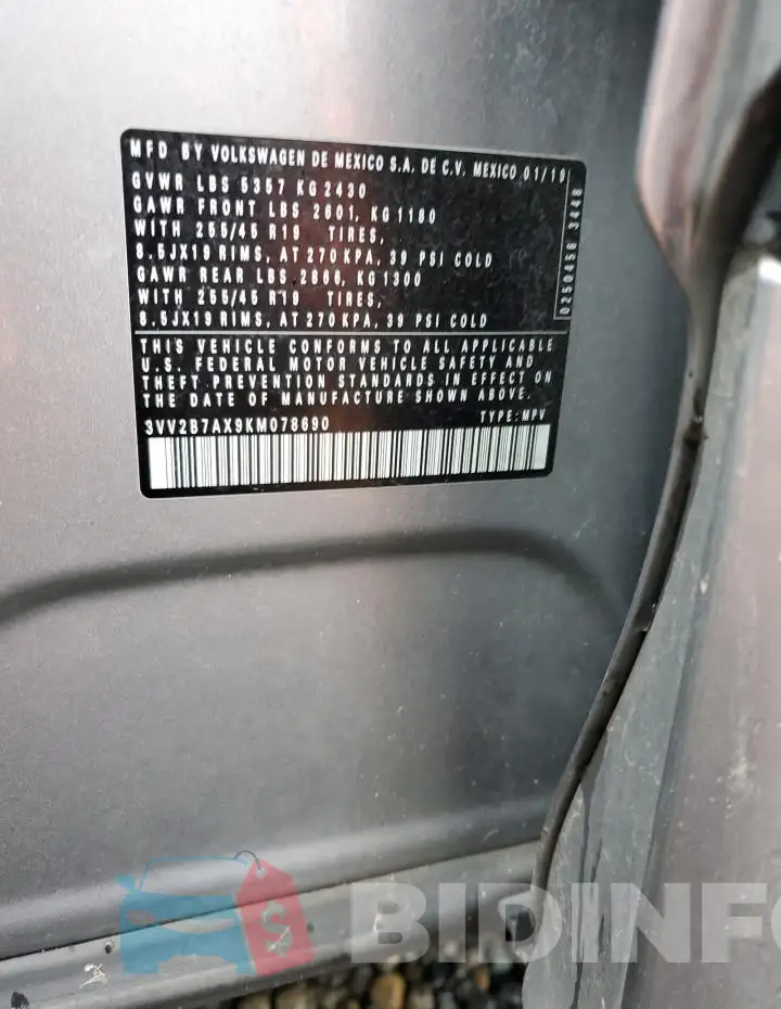 3VV2B7AX9KM078690 Photo# 13