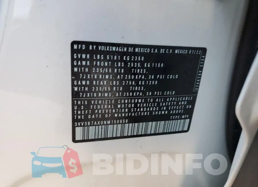 3VV3B7AX0NM150658 Photo# 13