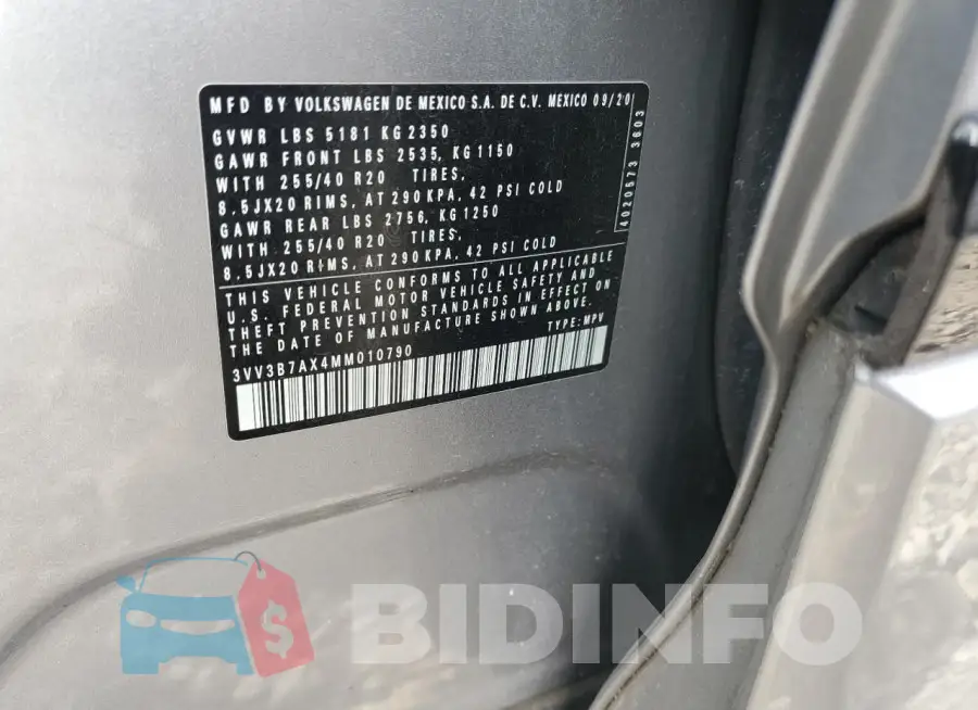 3VV3B7AX4MM010790 Photo# 13