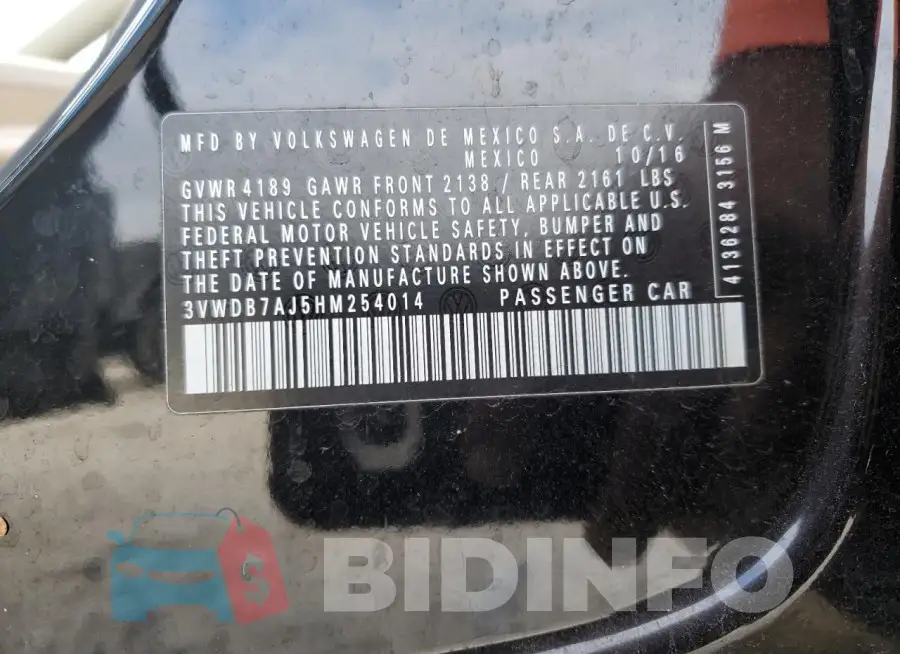 3VWDB7AJ5HM254014 Photo# 12