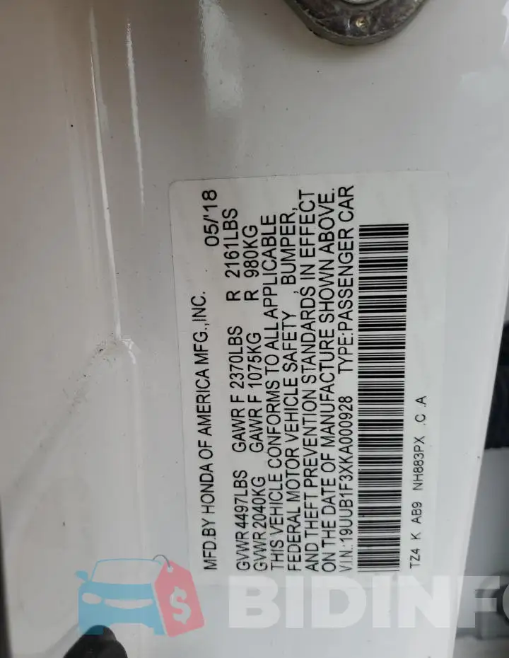 19UUB1F3XKA000928 Photo# 12