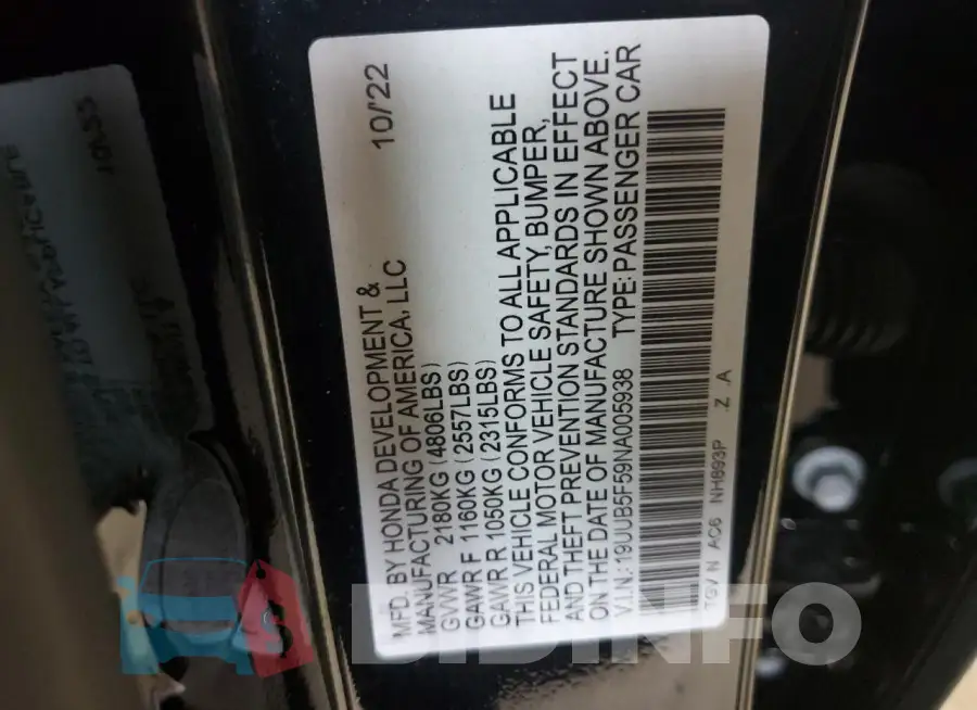 19UUB5F59NA005938 Photo# 12