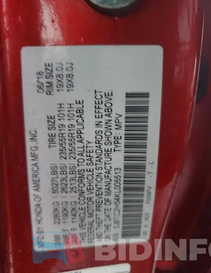 5J8TC2H54KL005513 Photo# 13