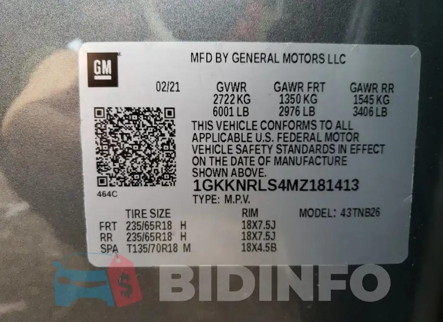 1GKKNRLS4MZ181413 Photo# 12