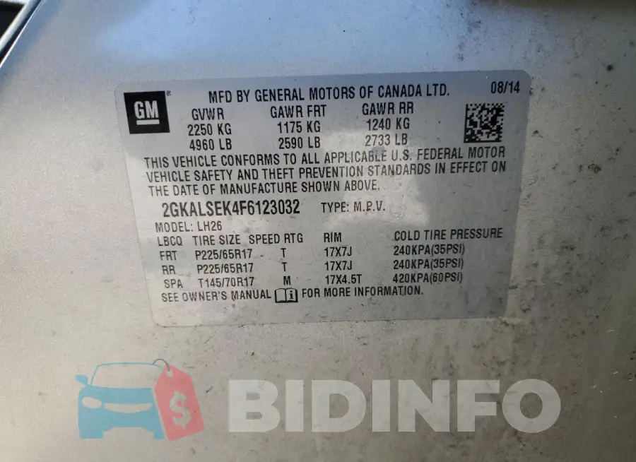 2GKALSEK4F6123032 Photo# 13