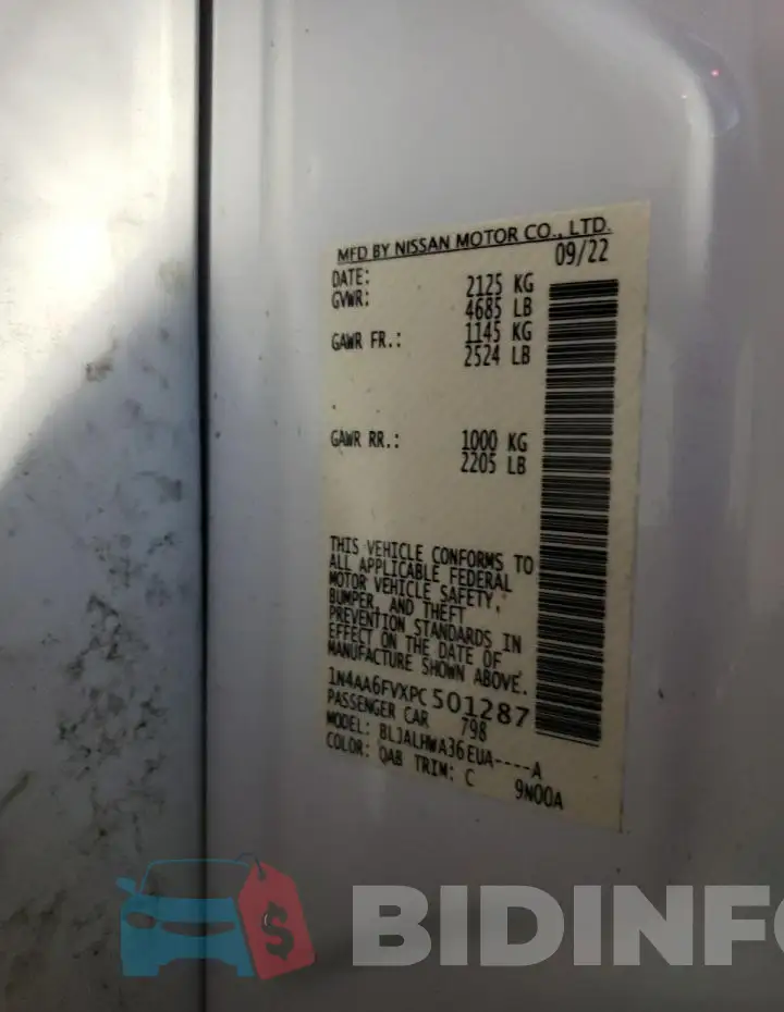 1N4AA6FVXPC501287 Photo# 12