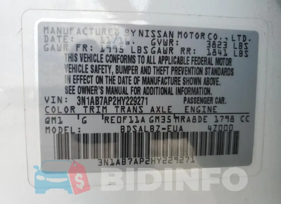 3N1AB7AP2HY229271 Photo# 13