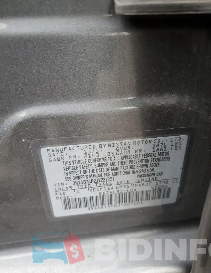 3N1AB7AP2JY227221 Photo# 12