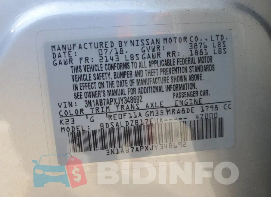 3N1AB7APXJY348692 Photo# 12