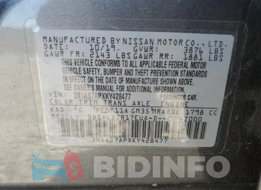 3N1AB7APXKY428477 Photo# 12