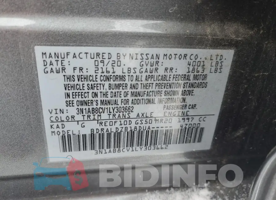 3N1AB8CV1LY303662 Photo# 13