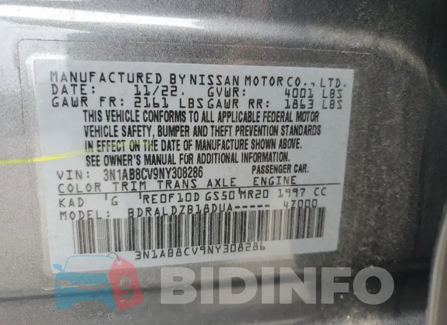 3N1AB8CV9NY308286 Photo# 12