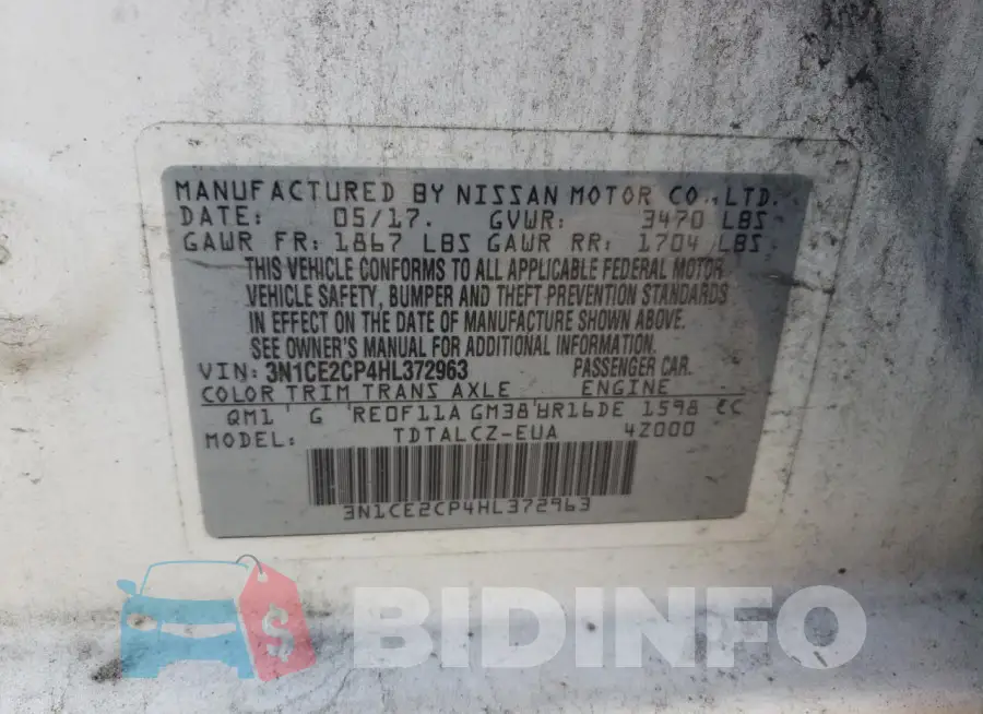 3N1CE2CP4HL372963 Photo# 12
