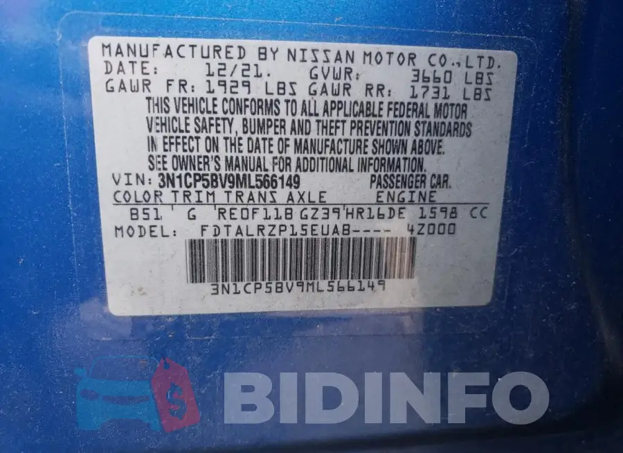 3N1CP5BV9ML566149 Photo# 13