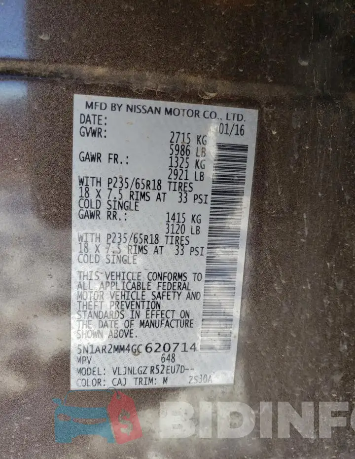5N1AR2MM4GC620714 Photo# 13