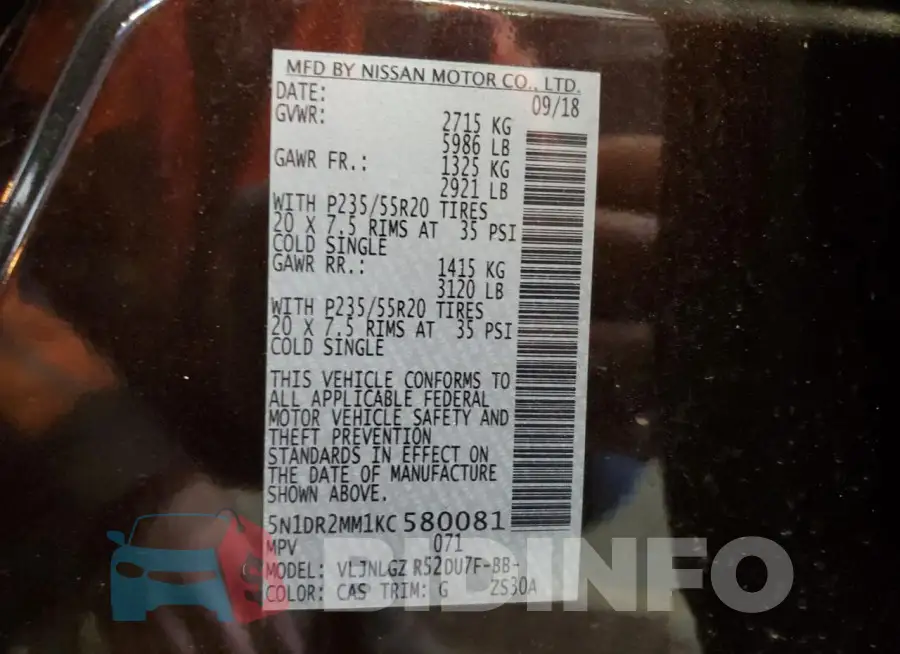 5N1DR2MM1KC580081 Photo# 14
