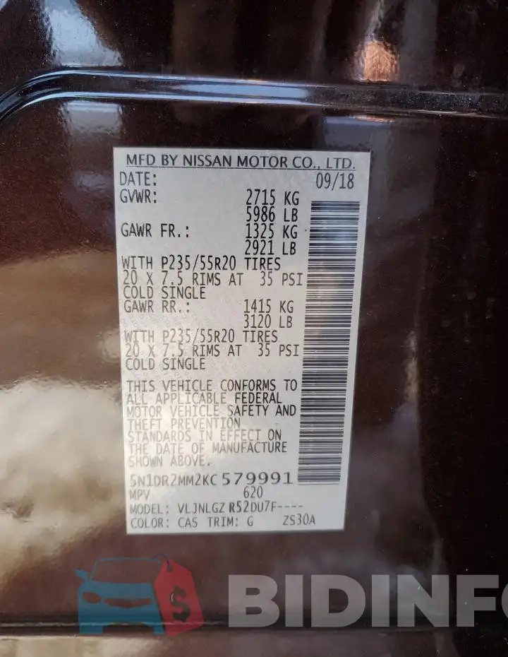 5N1DR2MM2KC579991 Photo# 13