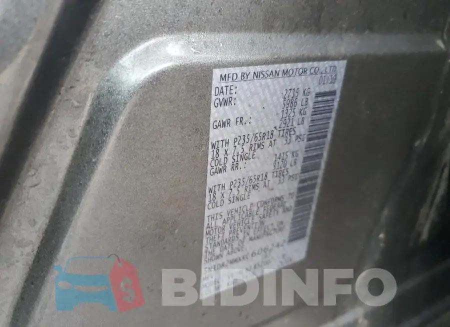 5N1DR2MMXKC606242 Photo# 13