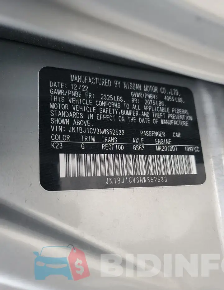 JN1BJ1CV3NW352533 Photo# 13