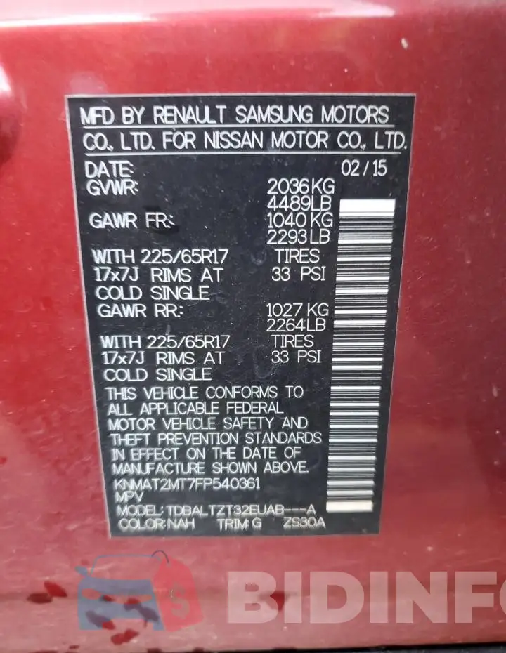 KNMAT2MT7FP540361 Photo# 13